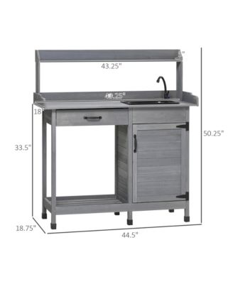 Potting Bench Prep Table w/Faucet, Sink and Storage,
