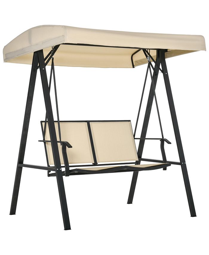 Outsunny 2Person Patio Swings with Canopy, Outdoor Canopy Swing with
