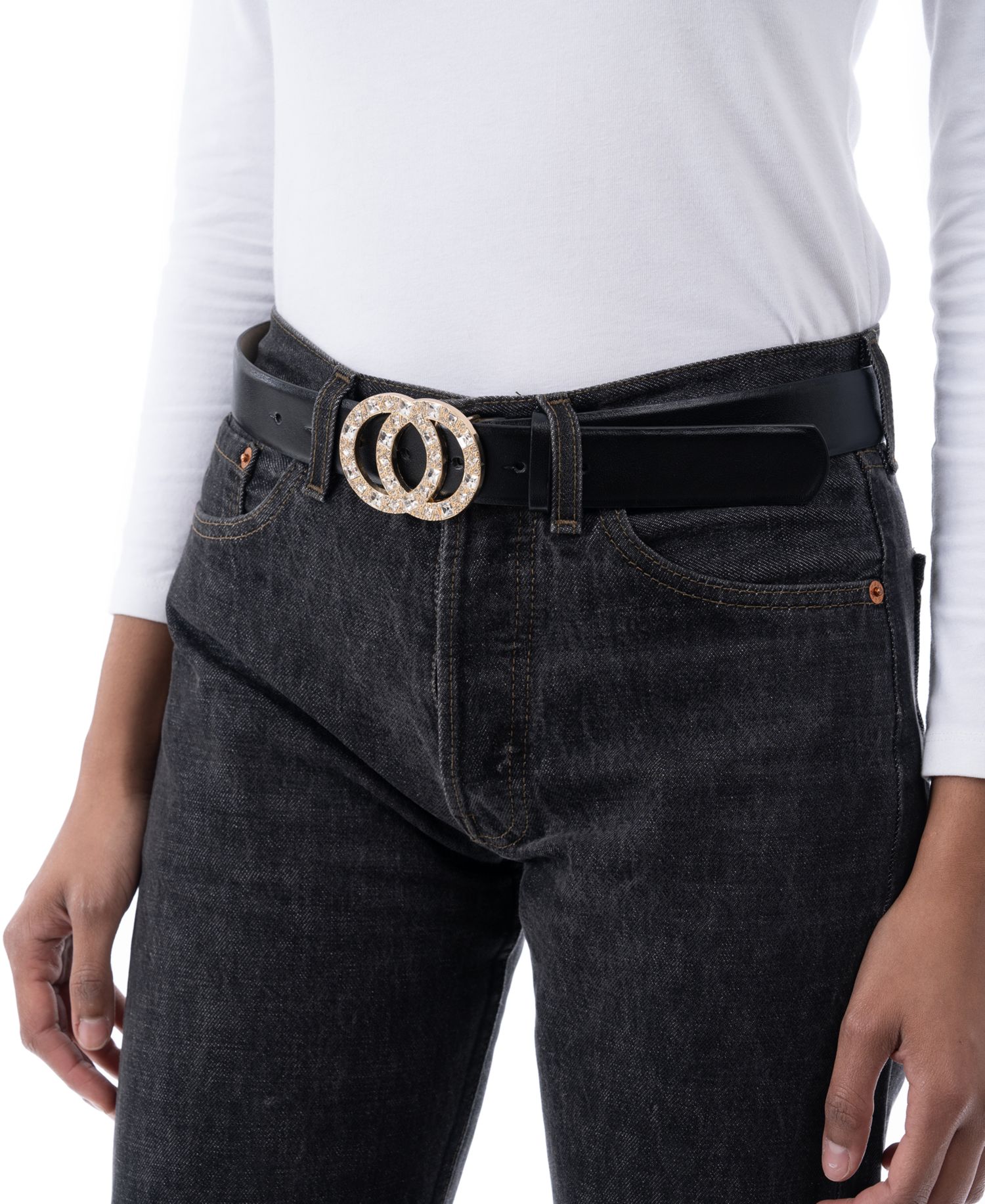 Double-Circle Rhinestone Belt