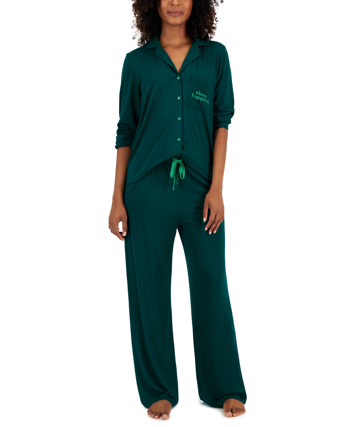 Jenni Women's Supersoft Notched-collar Pajamas Set, Created For Macy's In Sleep Happens