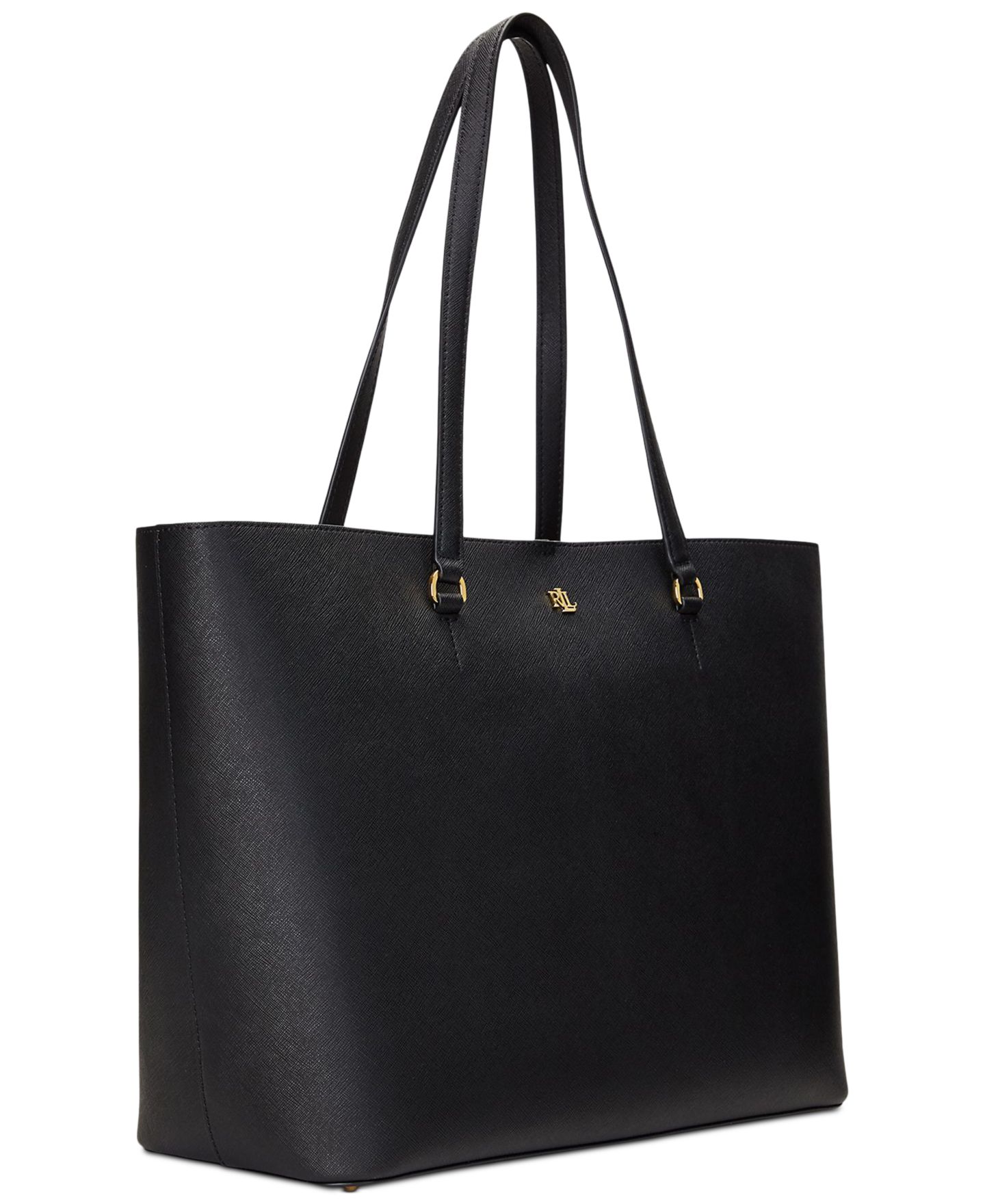Женская сумка Lauren Ralph Lauren Karly Crosshatch Leather Large Tote, цвет: Чёрный — фото 4