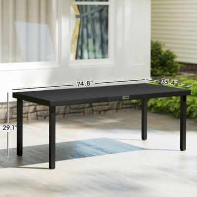 Outdoor Dining Table for 8, Aluminum, Plastic, Woodgrain
