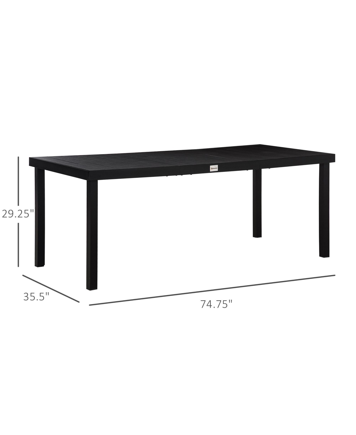Outsunny Outdoor Dining Table for 8 Person, Rectangular, Aluminum Metal Legs for Garden, Lawn, Patio, Woodgra- Black