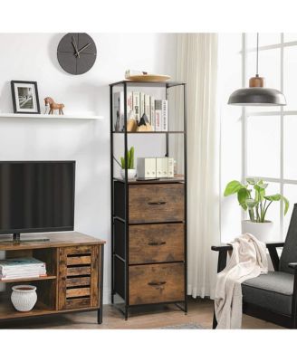 Tall Storage Tower with 3 Drawers and 3 Shelves, Freestanding Vertical Dresser Chest