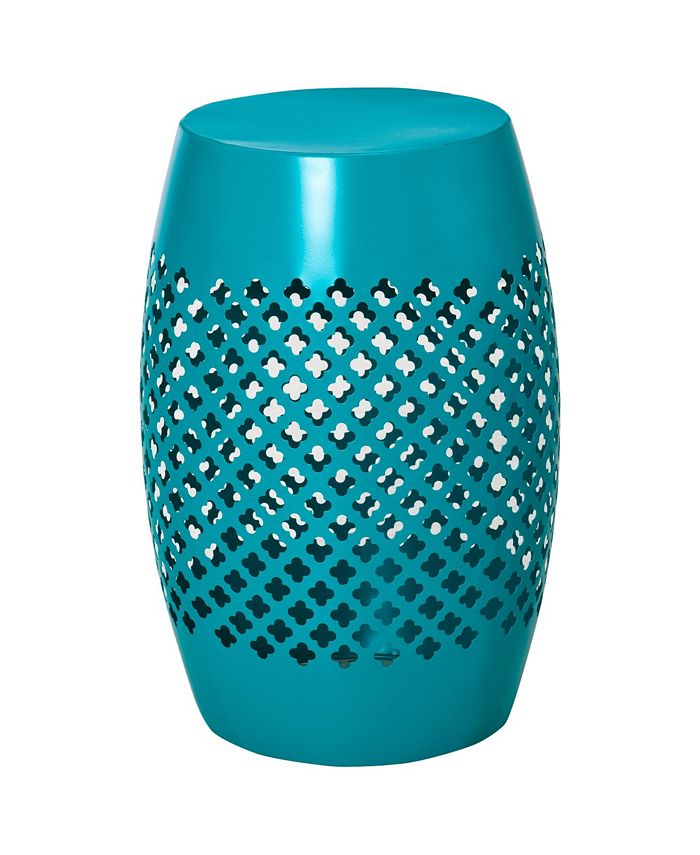 Outsunny 12.5" Steel Patio End Table, Round Hollow Drum Side Table, Accent Table for Indoor