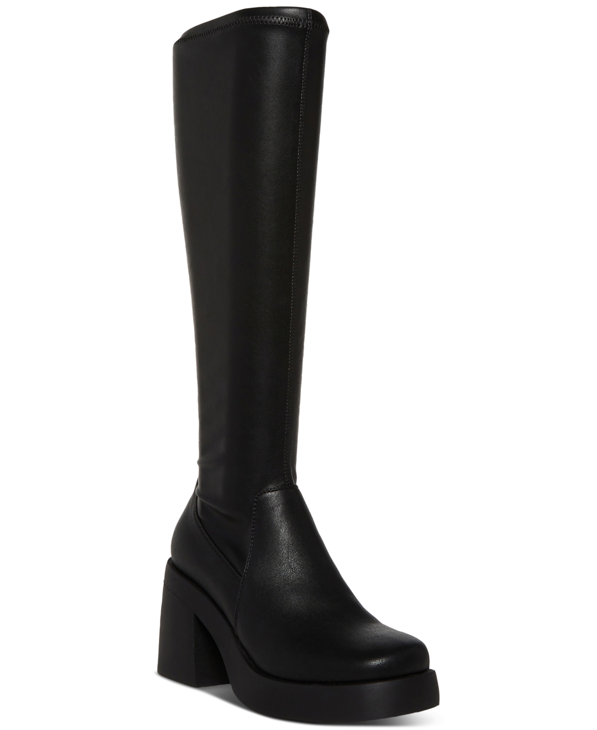 Madden Girl Lax Platform Tall Stretch Boots In Black