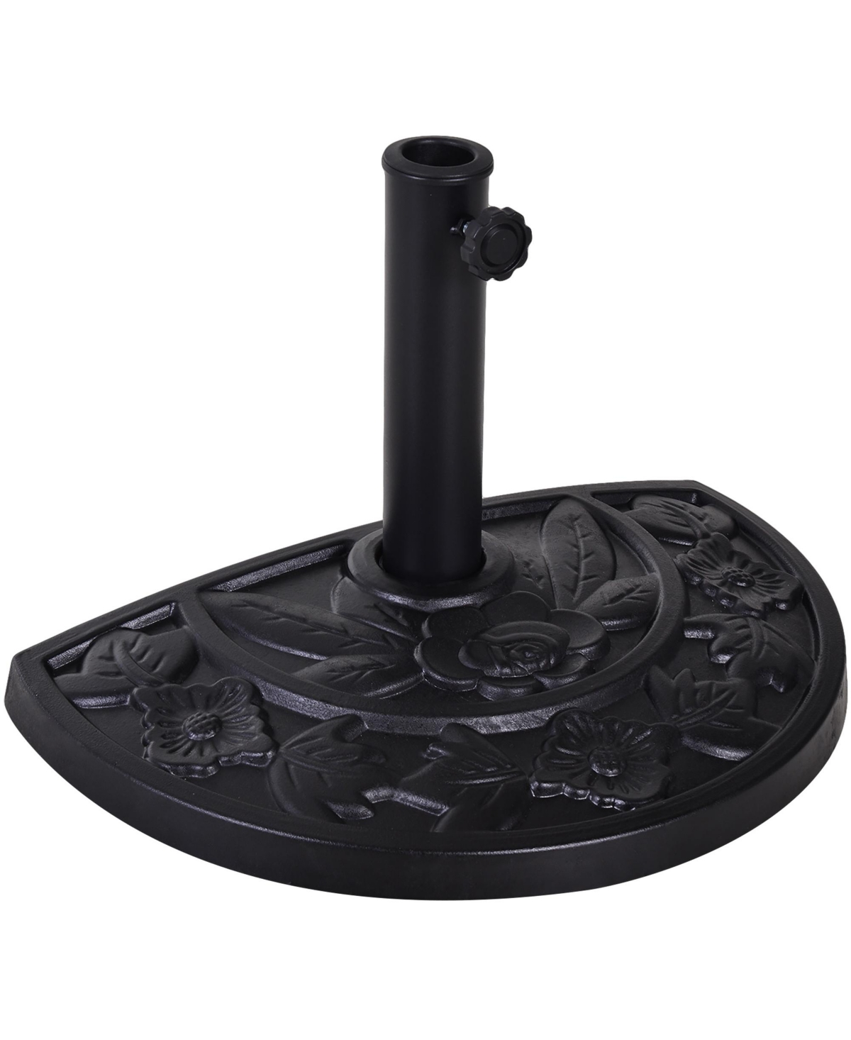 20lbs Half Round Patio Umbrella Base Outdoor Decorative Resin Parasol Stand Holder for 1.5"Dia, 1.9"Dia Pole, for Lawn, Deck, Backyard, Garde
