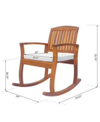 Outdoor Rocking Chair with Cushion, Acacia Wood Patio Rocker for Backyard, Patio, Home, Teak Tone