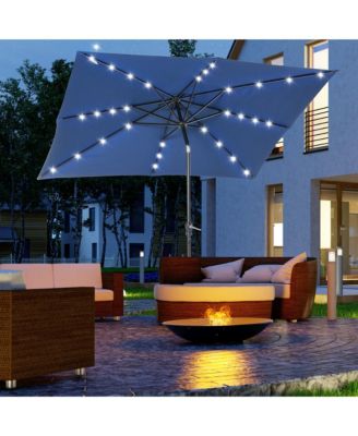 9' x 7' Solar Umbrella, Patio Umbrella with LED Lights,
