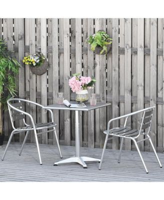 Aluminum Patio Bistro Set, Slatted Table & Chairs,