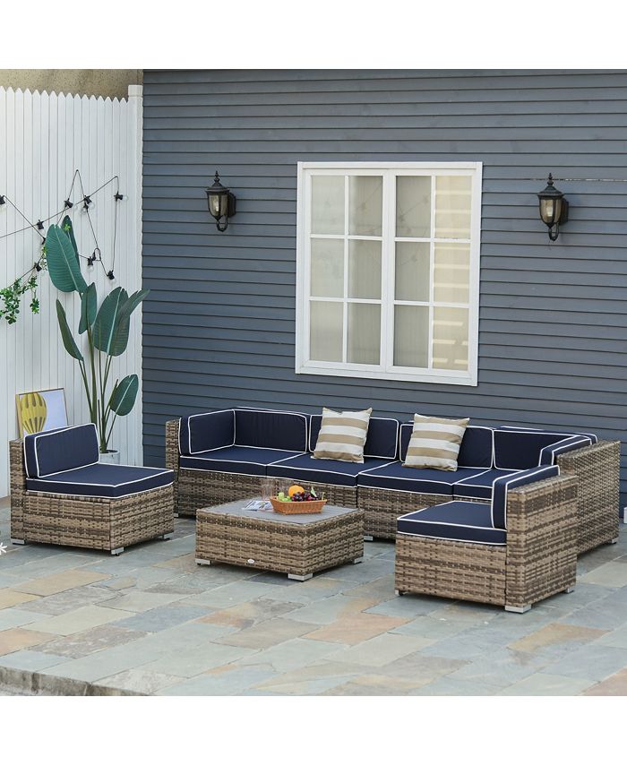 Outsunny 7Piece Patio Furniture Sets Outdoor Wicker Conversation Sets
