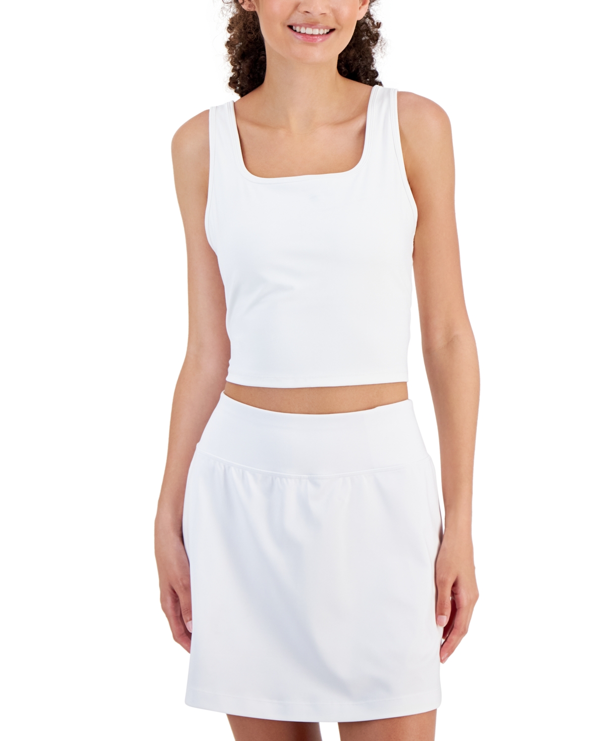 Id Ideology Women's Cropped Tank Top, Created For Macy's In Bright White