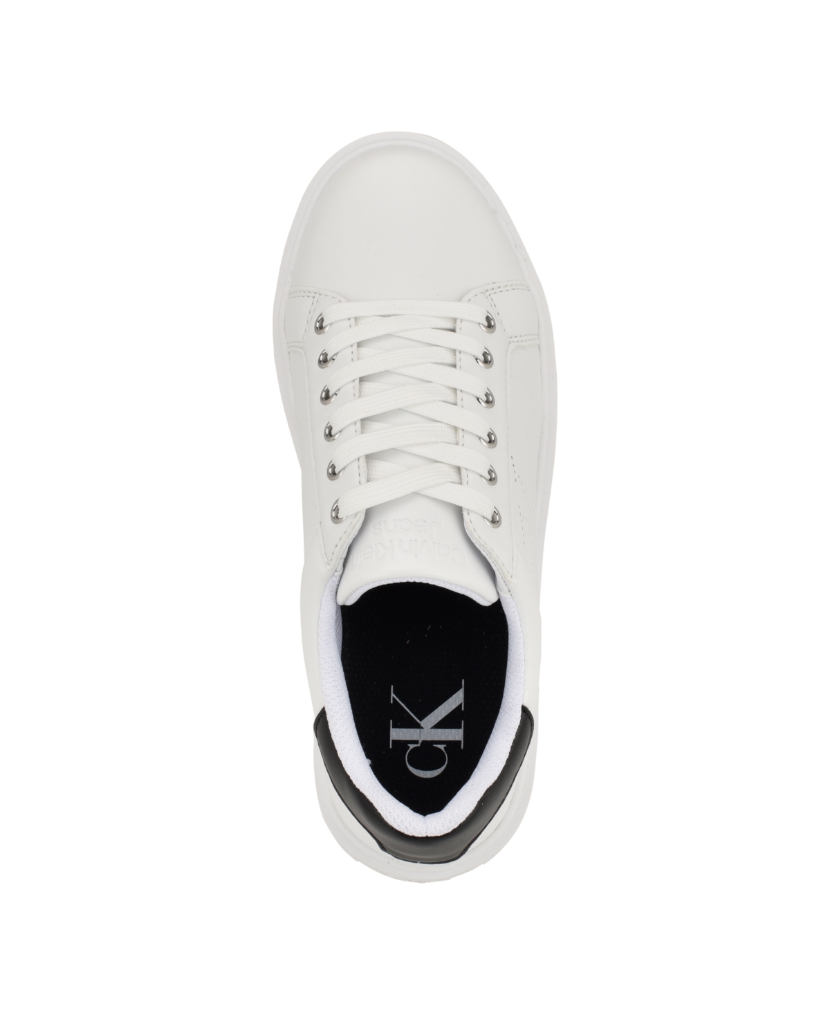 Calvin Klein Women's Daili Lace-Up Platform Casual Sneakers - White - Faux Leather
