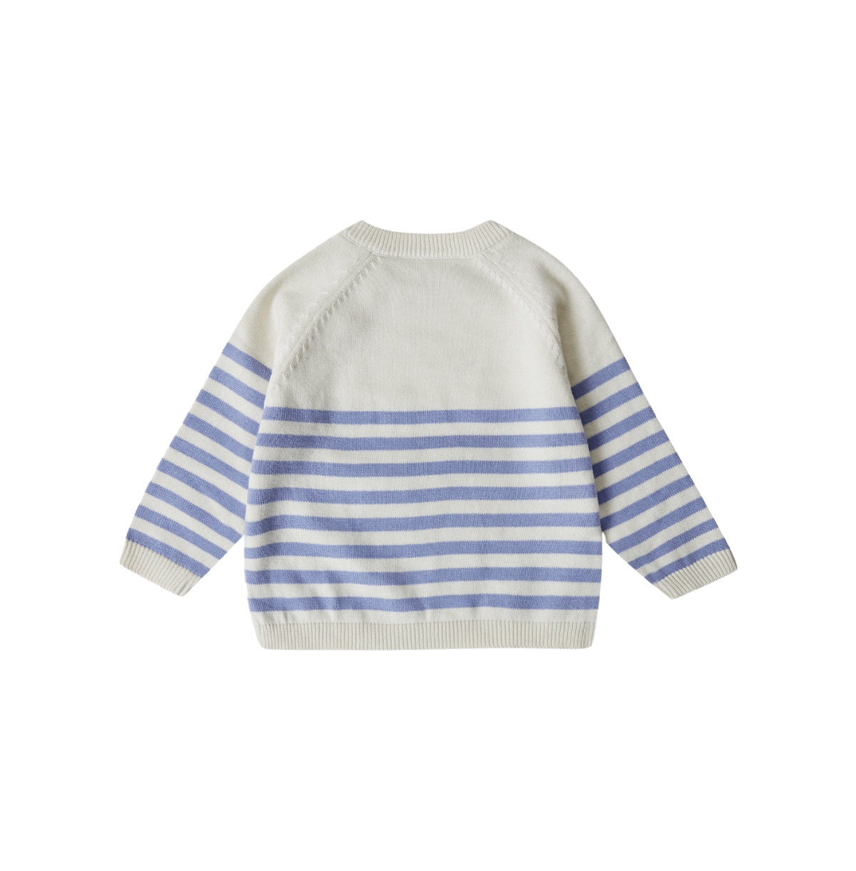 Stellou & Friends Toddler 100% Cotton Knit Striped Long Sleeve Sweater with Shoulder Button Closure -/ periwinkle stripes