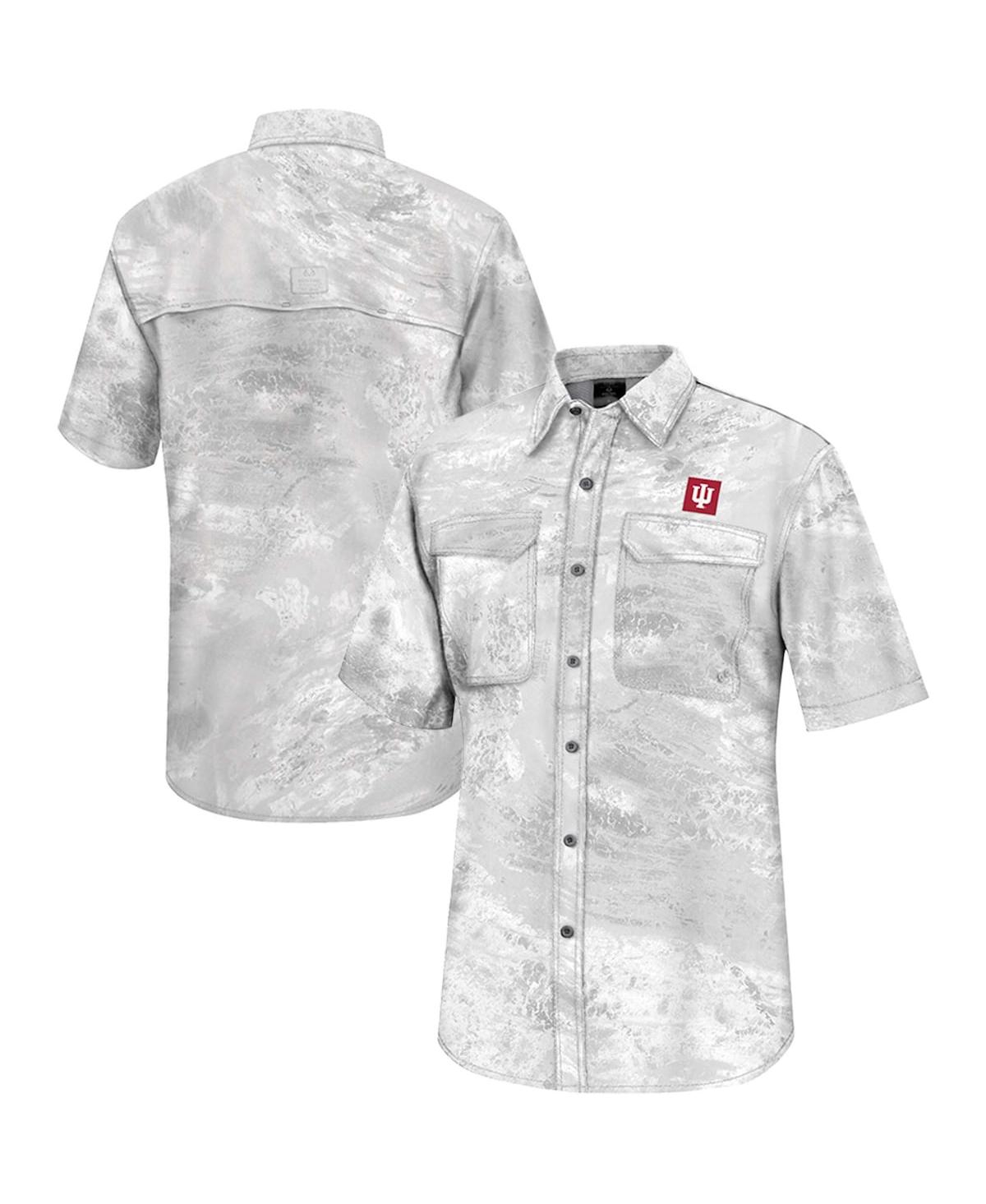 Colosseum Men's  White Indiana Hoosiers Realtree Aspect Charter Full-button Fishing Shirt
