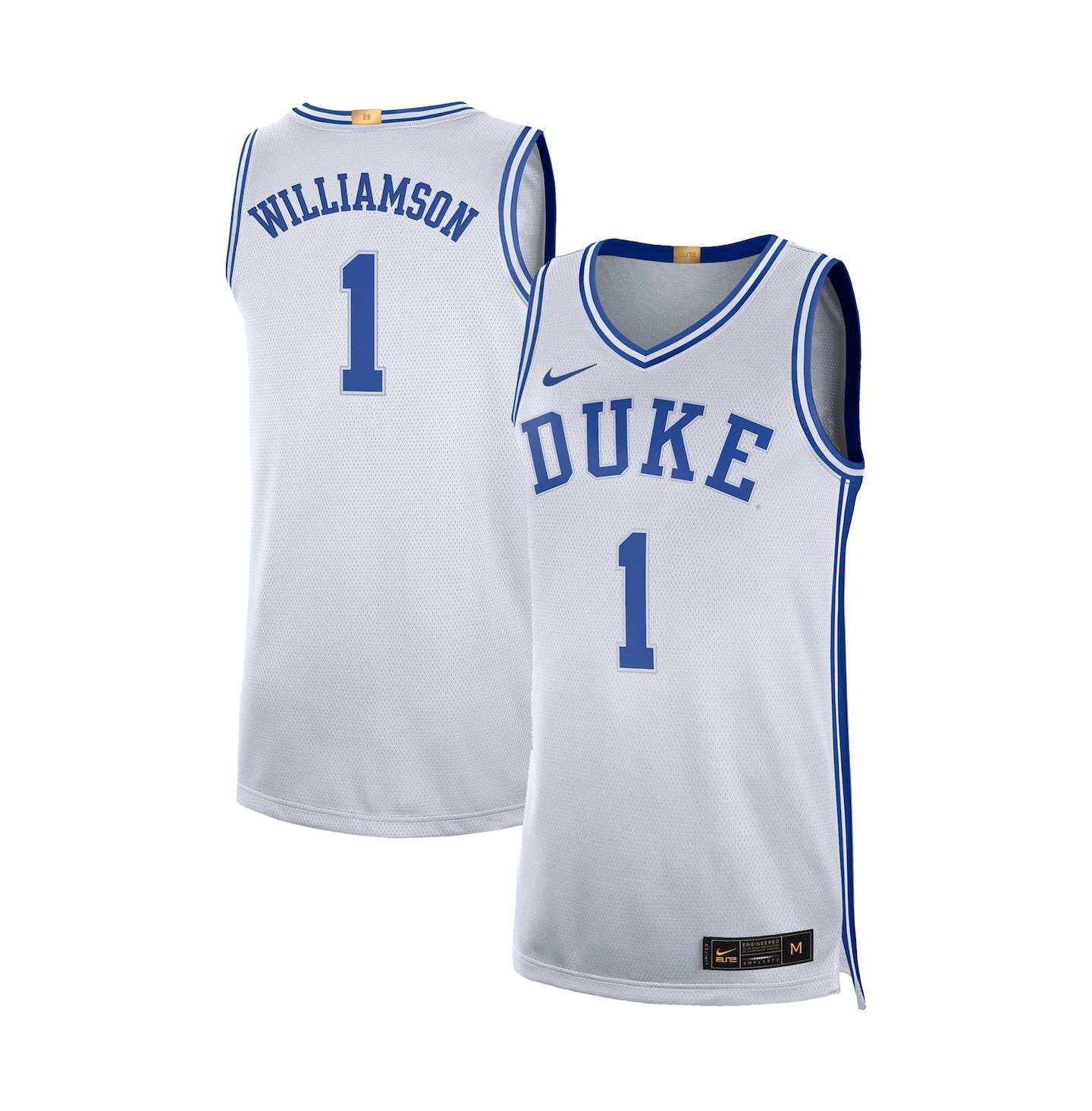 Мужской топ Nike Zion Williamson White Duke Blue Devils Limited Basketball Jersey — фото 1