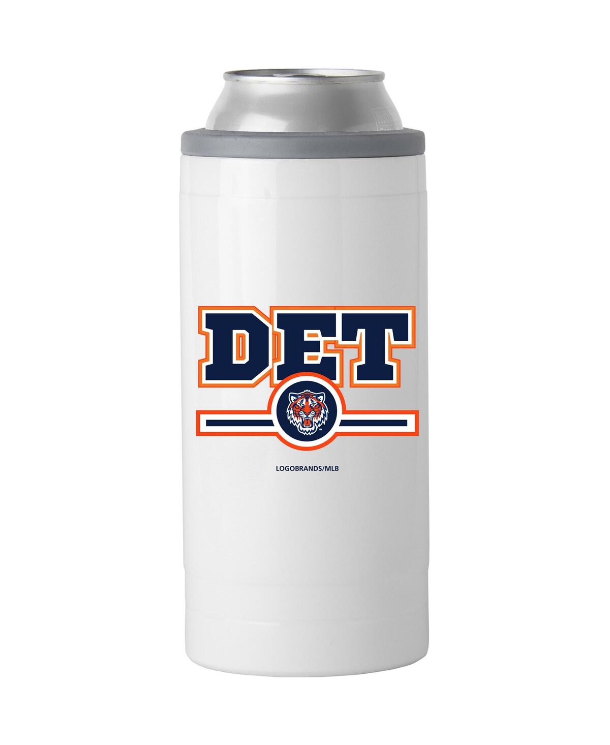 Logo Brands Detroit Tigers 12 oz Letterman Slim Can Cooler In White