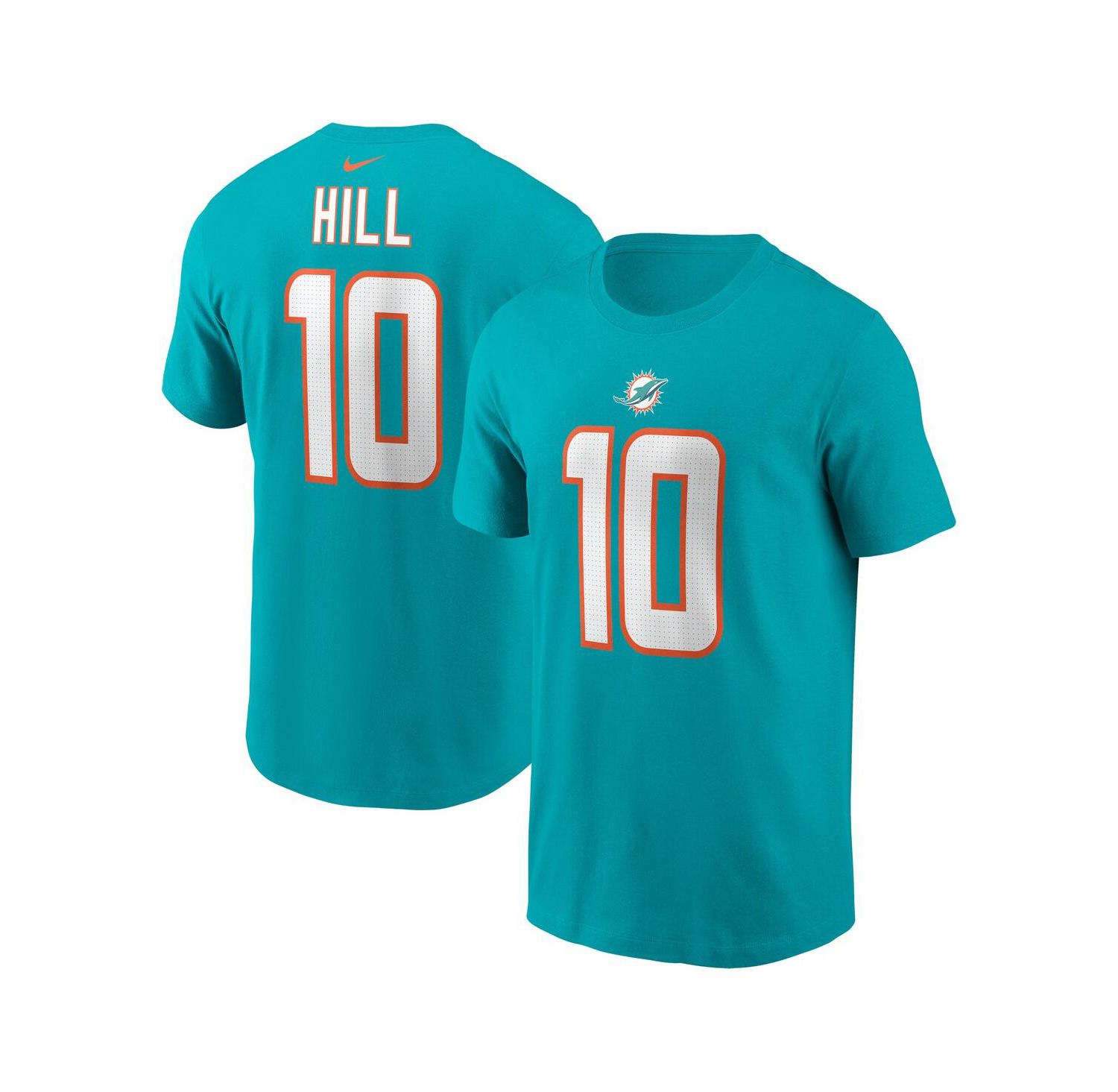 Men's Tyreek Hill Aqua Miami Dolphins Player Name and Number T-shirt