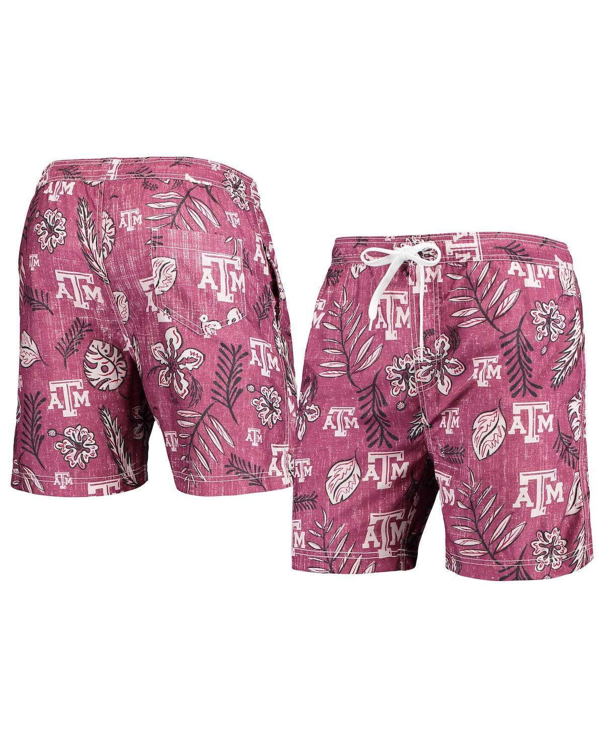 Wes & Willy Men's Maroon Mississippi State Bulldogs Floral Volley Logo Swim Trunks In Maroon