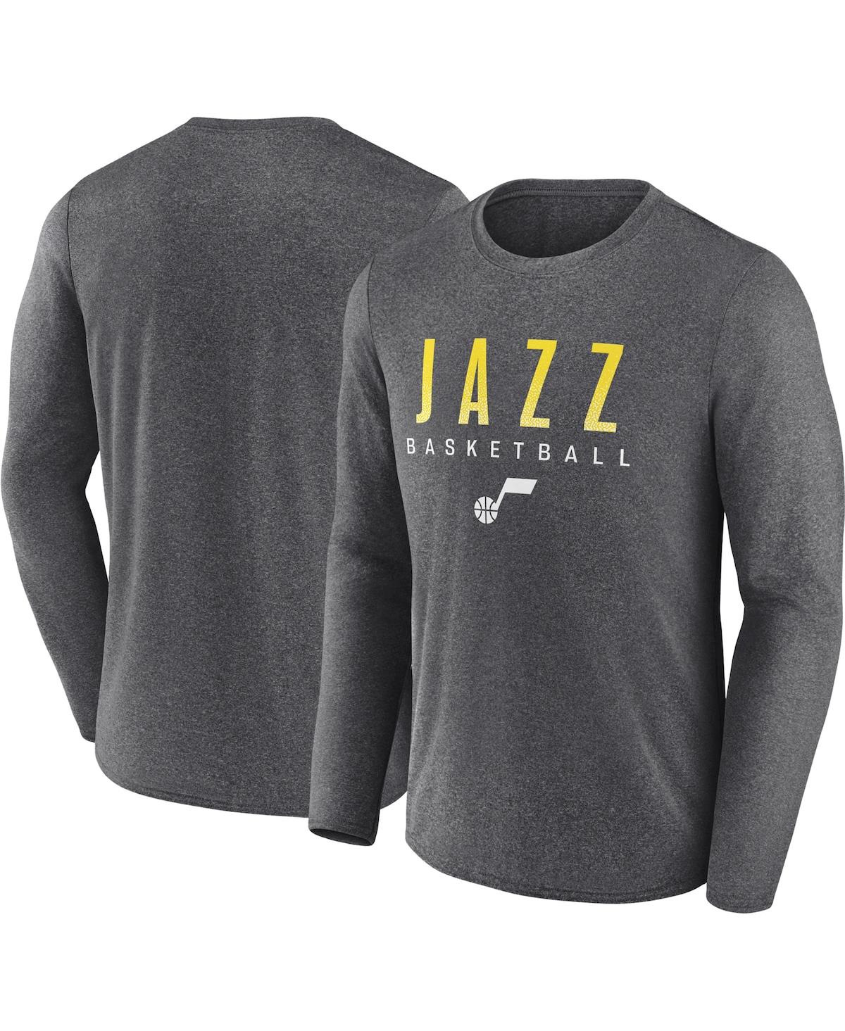 Fanatics Branded Heather Charcoal Utah Jazz Where Legends Play Iconic Practice Long Sleeve T-shirt In Heather Charcoal