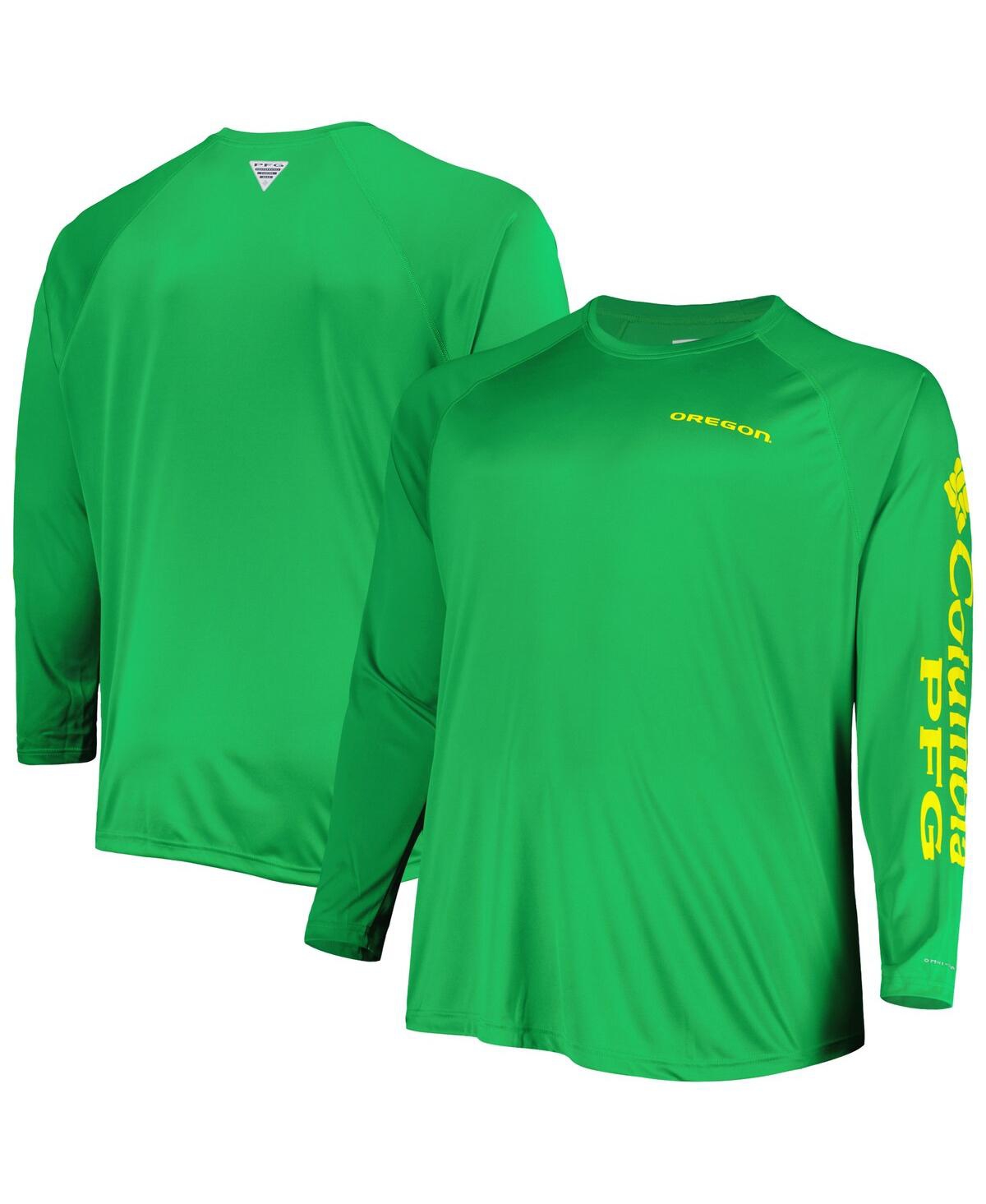 Men's ColumbiaOregon Ducks Big and Tall Terminal Tackle Team Raglan Omni-Shade Long Sleeve T-shirt - Green