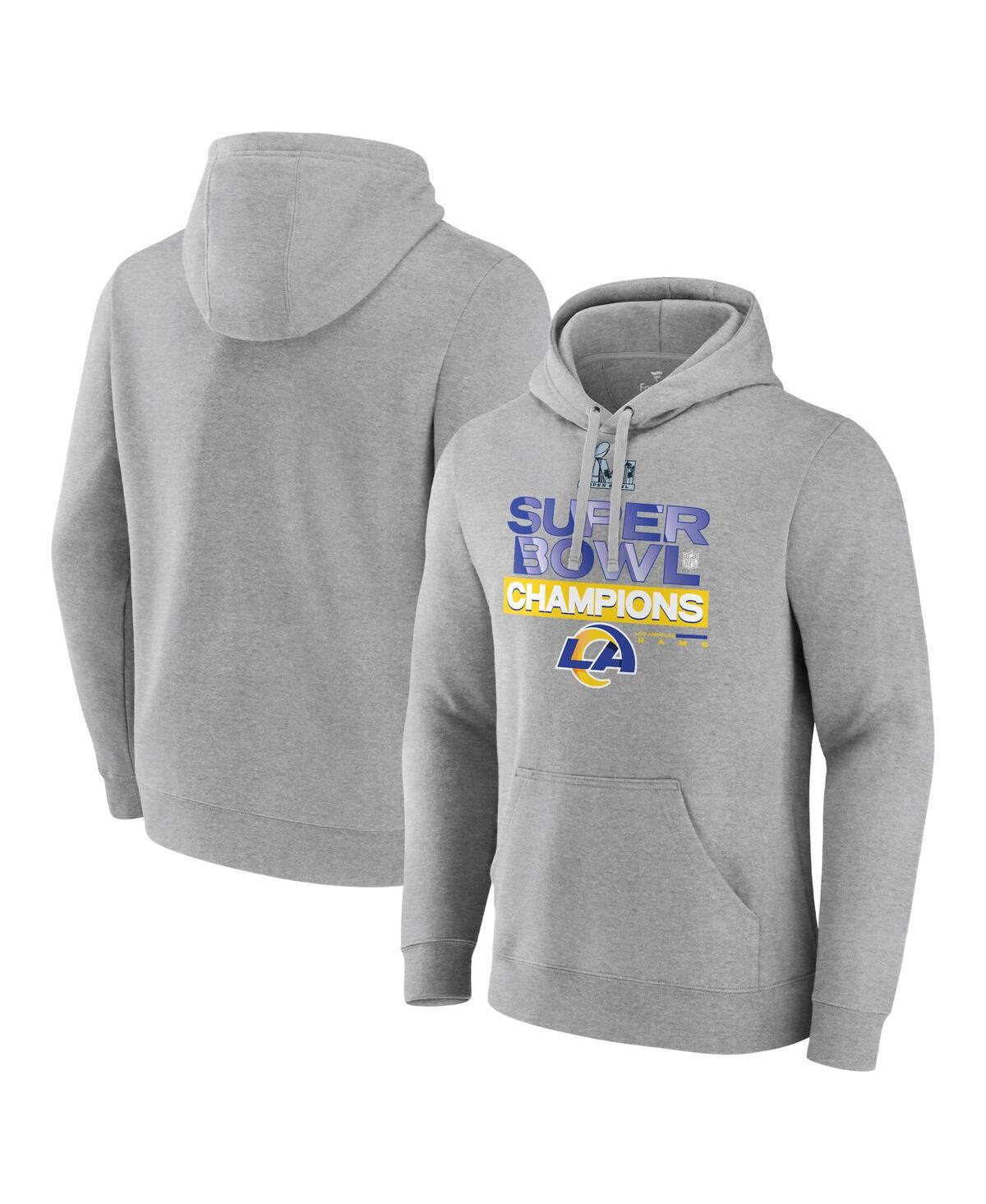 Men's FanaticsLos Angeles Rams Super Bowl Lvi Champions Locker Room Trophy Collection Fitted Pullover Hoodie - Heathered Gray