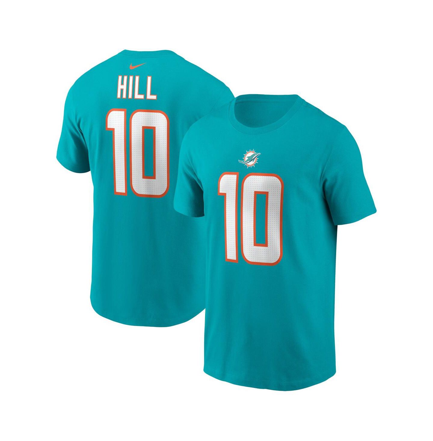 Мужская футболка Nike Tyreek Hill Aqua Miami Dolphins Player Name and Number — фото 2