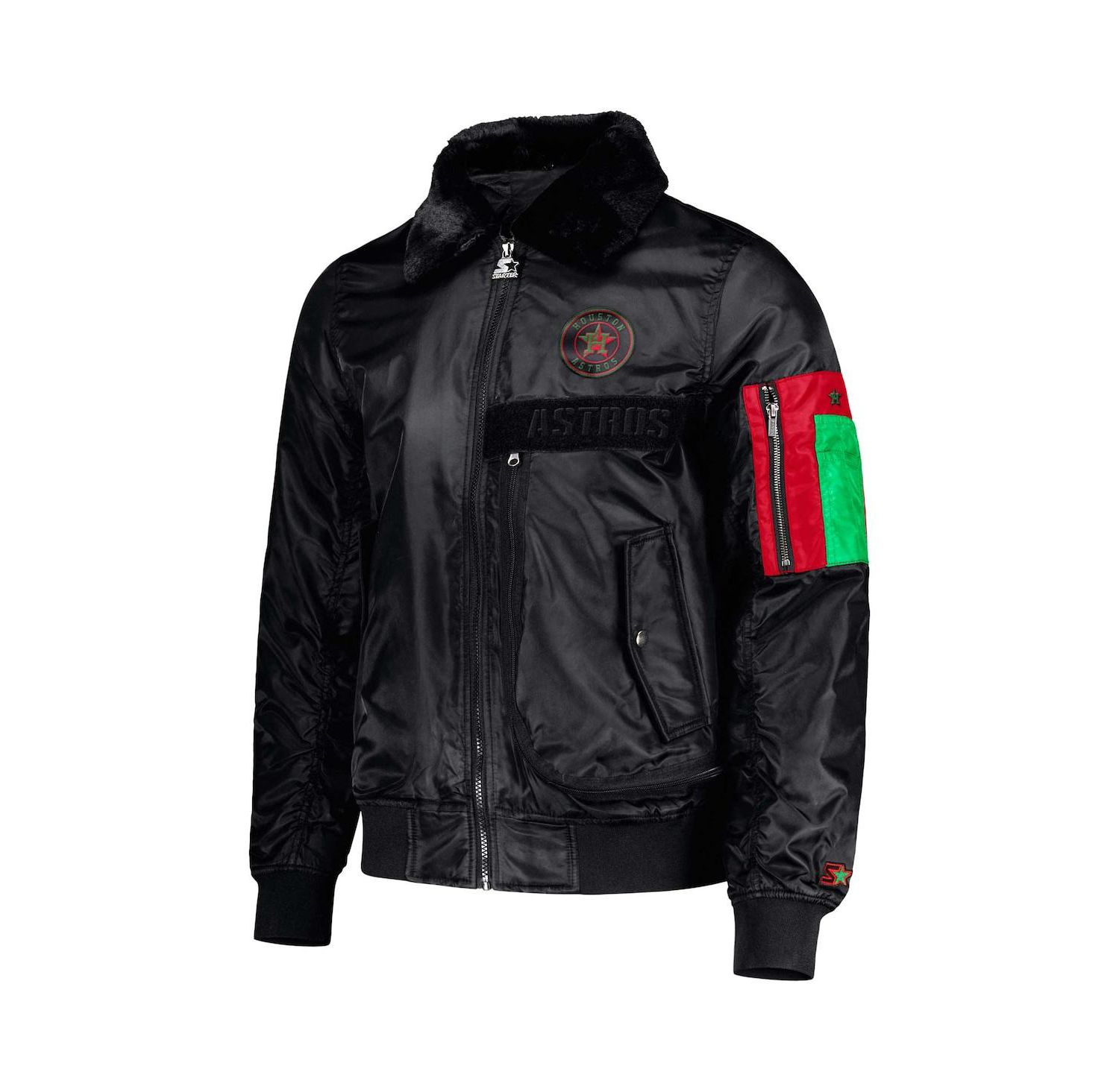 Men's x Ty Mopkins Black Houston Astros Black History Month Satin Full-Zip Jacket