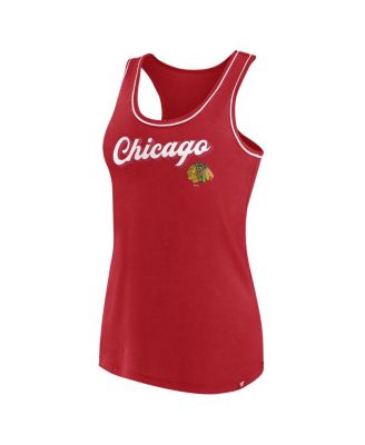Women's Red Chicago Blackhawks Wordmark Logo Racerback Scoop Neck Tank Top