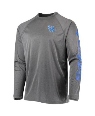 Men's Heathered Charcoal Kentucky Wildcats PFG Terminal Tackle Raglan Omni-Shade Long Sleeve T-shirt