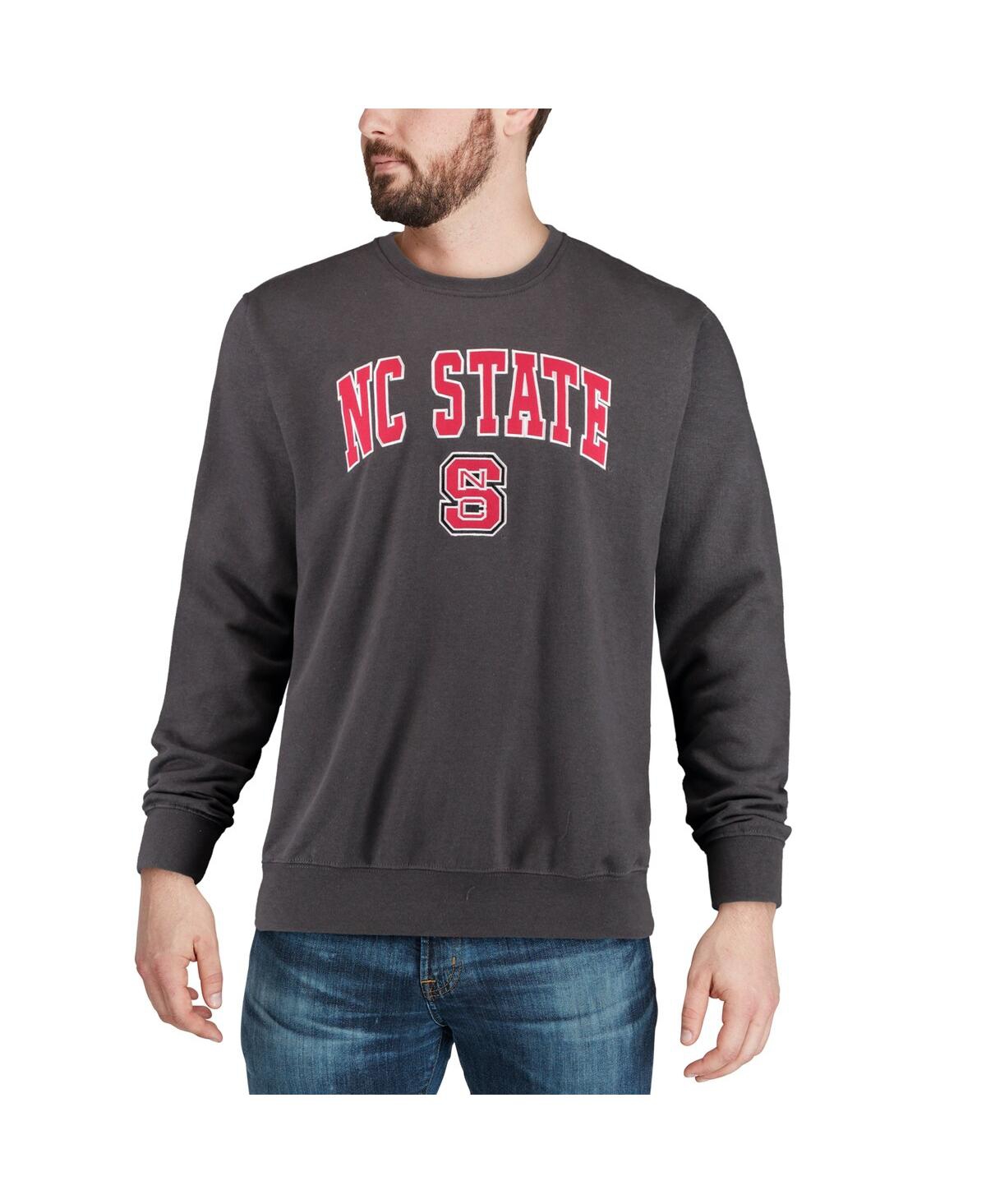 Colosseum Men's Nc State Wolfpack Arch & Logo Crew Neck Sweatshirt In Charcoal