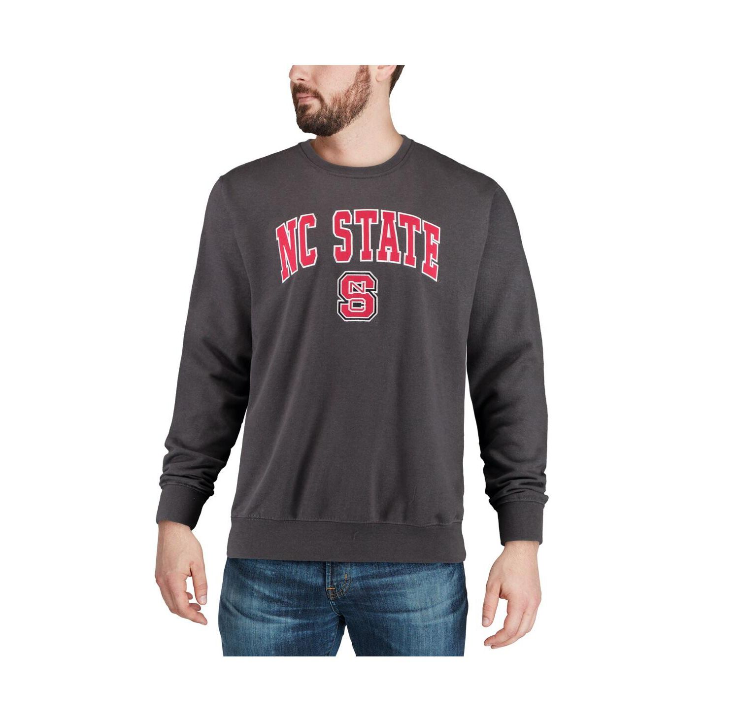 Men's NC State Wolfpack Arch & Logo Crew Neck Sweatshirt