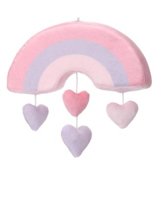 Rainbow Hearts Pink/Purple Musical Baby Crib Mobile Soother Toy