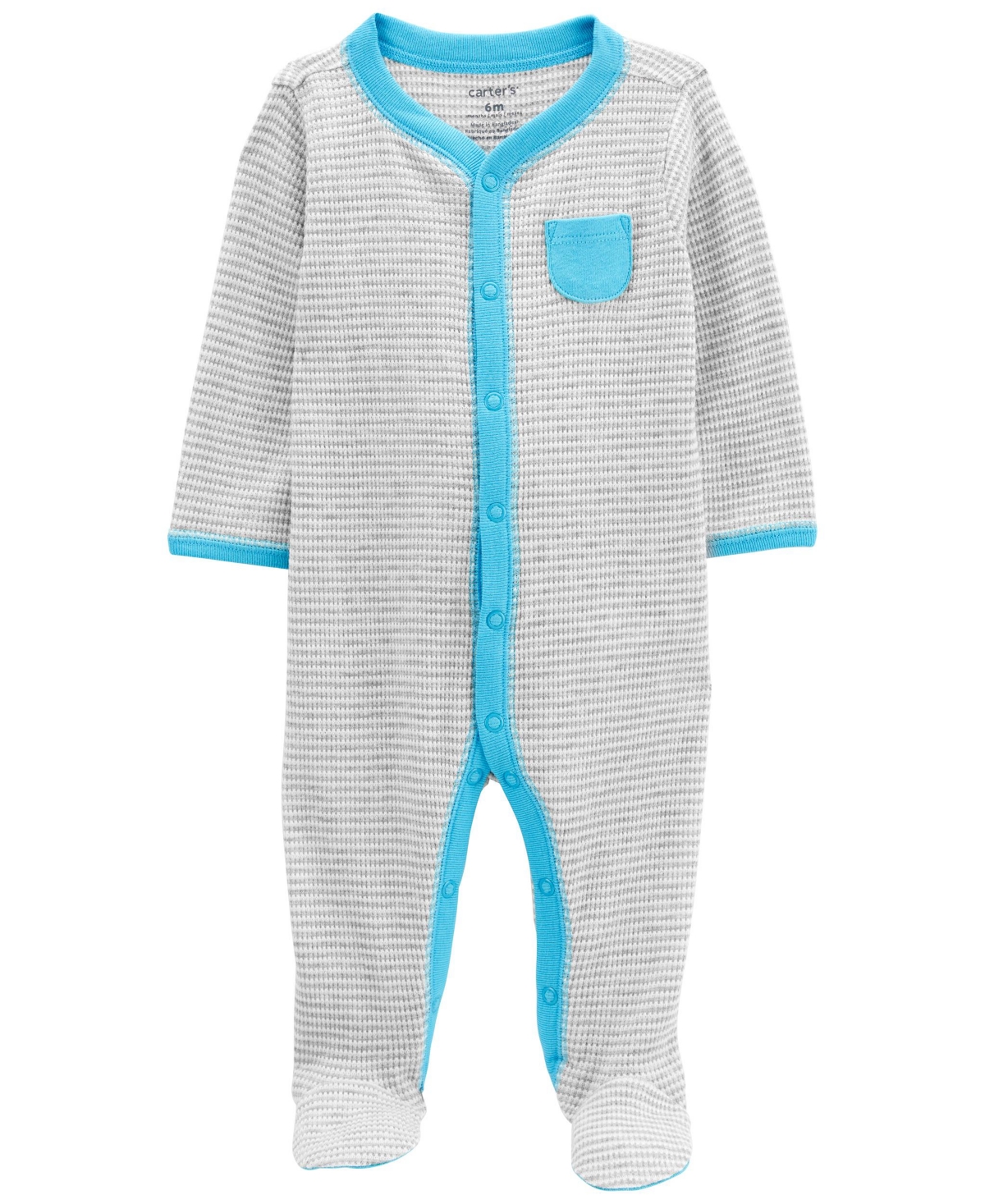 Carter's Baby Boys Or Baby Girls Striped Snap Up Thermal Sleep And Play In Gray