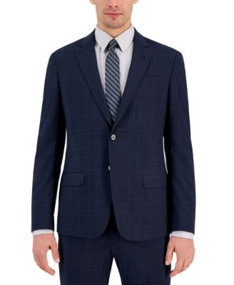 A|X Armani Exchange - Men's Slim-Fit Navy Windowpane Plaid Suit Jacket