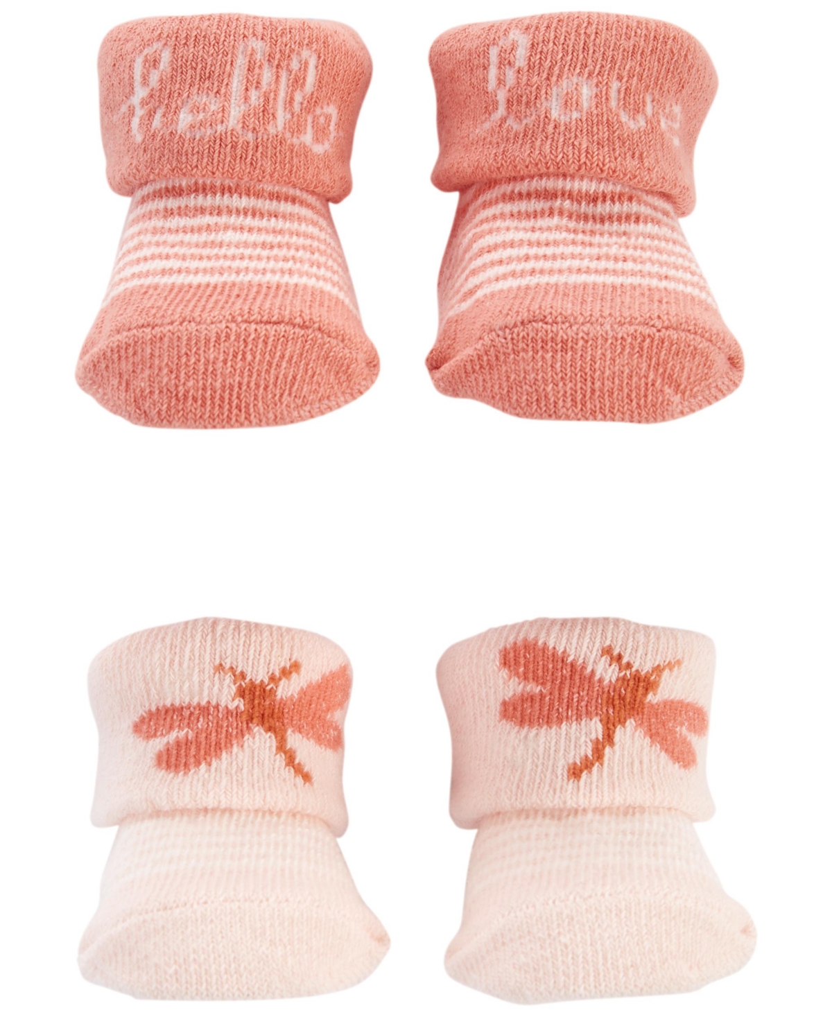 Carter's Baby Girls Folded Cuff Sock Booties, Pack Of 2 In Pink