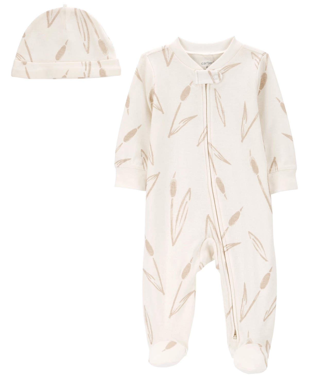 Carter's Baby Boys Or Baby Girls Sleep And Play And Cap, 2 Piece Set In Neutral