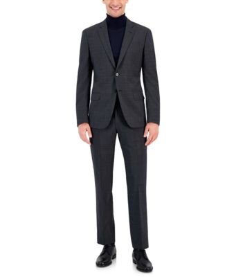 A|X Armani Exchange Armani Exchange Men's Slim-Fit Black Windowpane Wool Suit