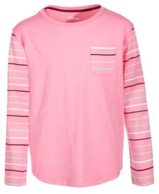 Epic Threads - Big Girls Boxy Striped Long-Sleeve Pocket Cotton T-shirt