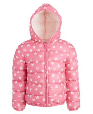 Epic Threads - Toddler & Little Girls Quilted Heart-Print Packable Hooded Puffer Jacket