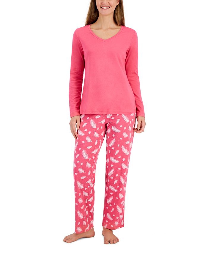 Charter Club Women's 2-Pc. Cotton V-Neck Pajama Set, Created for Macy's ...