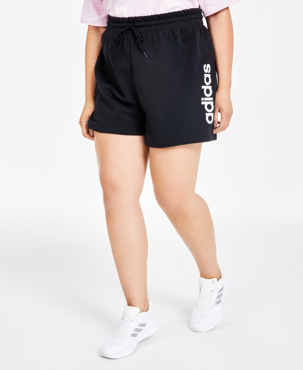 Shop Adidas Originals Plus Size Essential Slim Shorts In Black,white