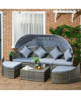 Rat Patio Furniture Set with Chairs Table 4 Piece, Light