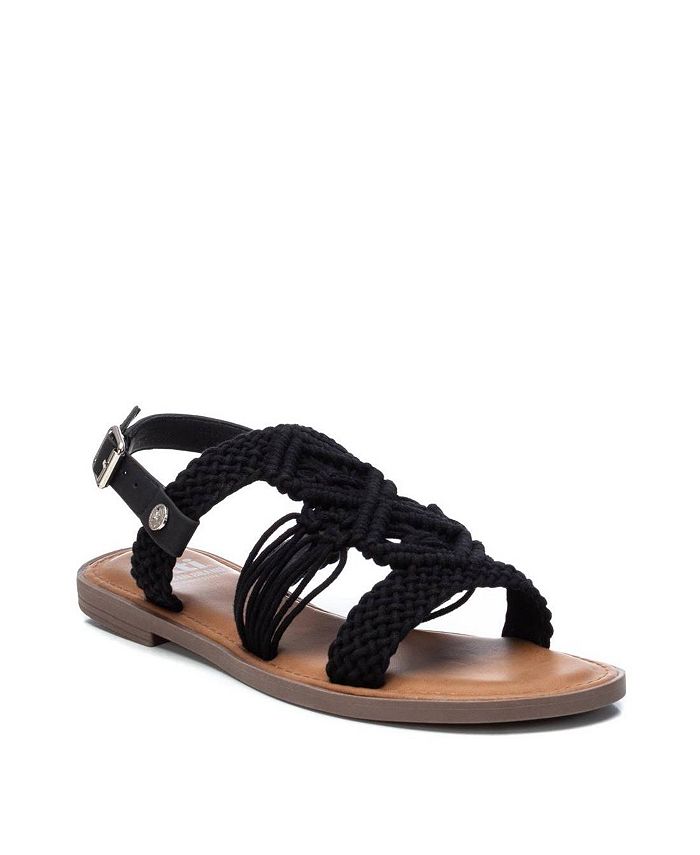 Macy's black top flat sandals