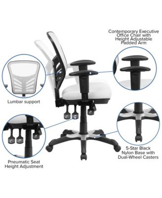 Mid-Back Mesh Triple Paddle Swivel Ergonomic Office Chair With Adjustable Arms