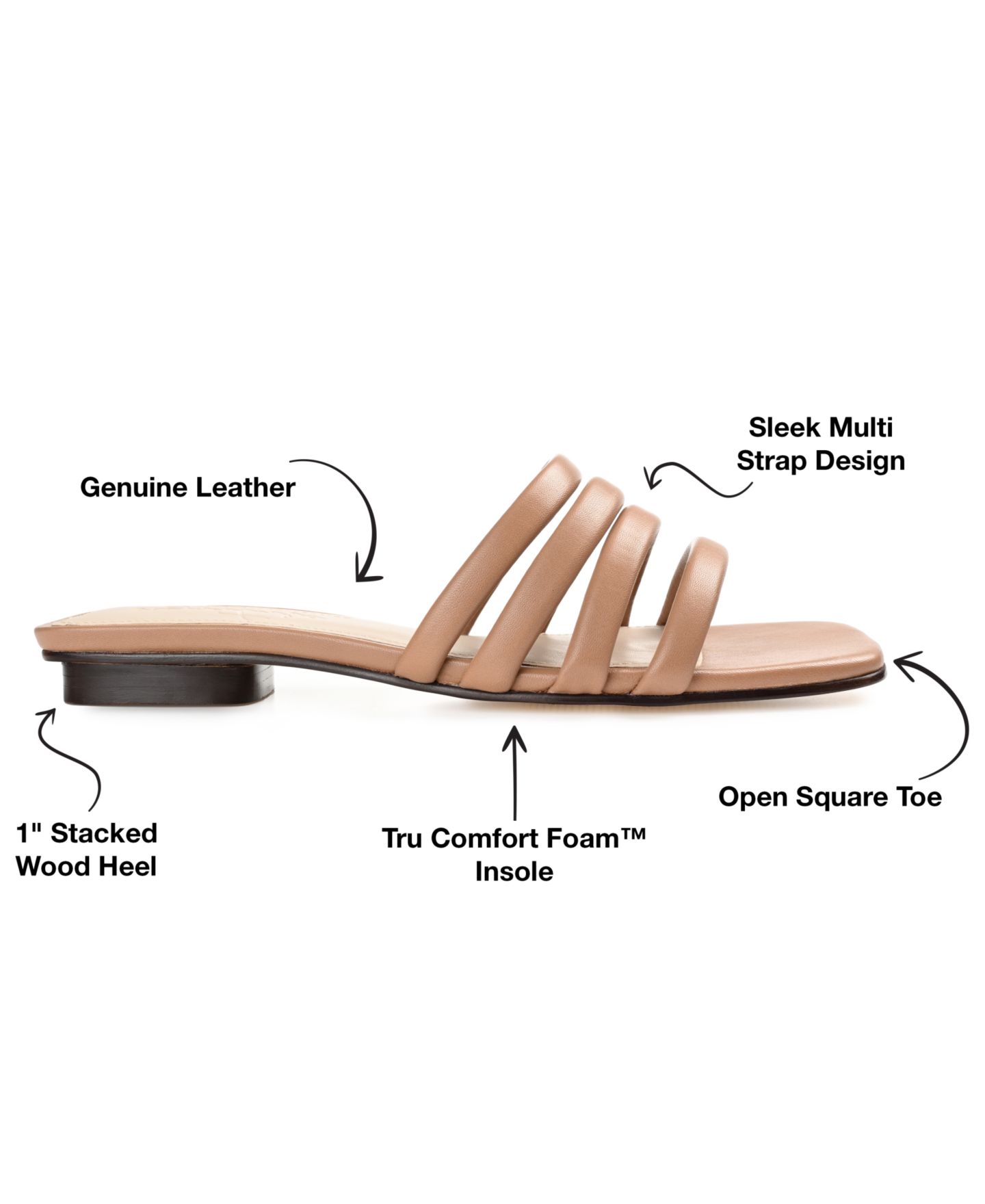 Женские сандалии Journee Signature Cendi Strappy Band Flat, цвет: Мокко — фото 6