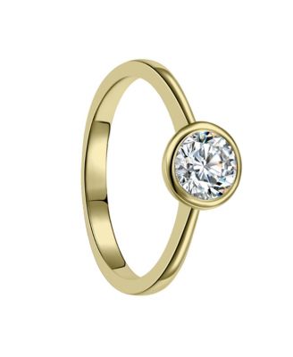 Cubic Zirconia Modern Bezel Solitaire Slim Band Ring