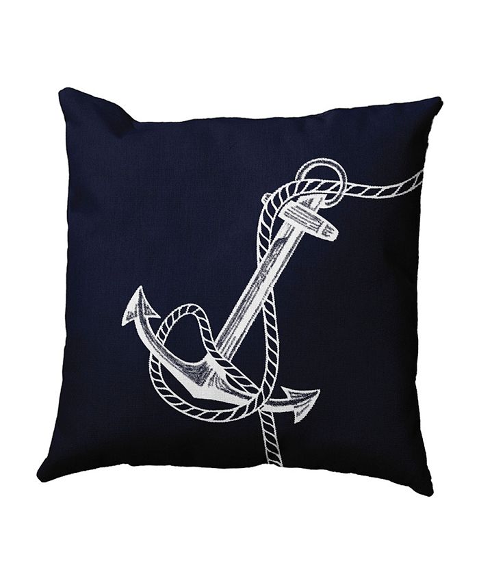 E by Design Anchored 16 Inch Navy Blue Decorative Nautical Throw Pillow Macy's
