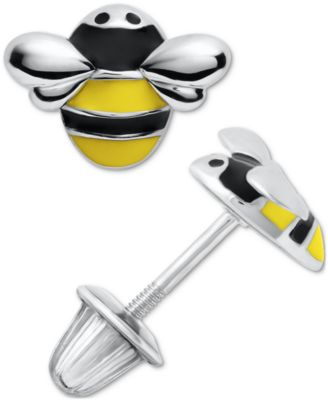 Macy's - Children's Enamel Bumble Bee Stud Earrings in Sterling Silver
