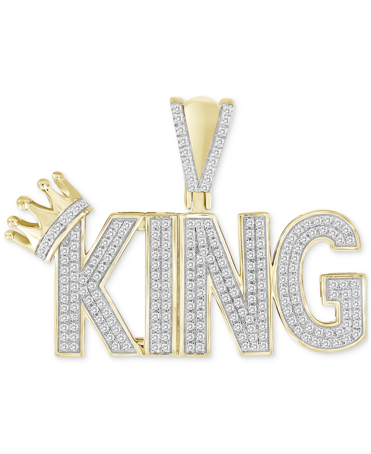 Macy's Men's Diamond King & Crown Pendant (1/2 Ct. T.w.) In 10k Gold In Yellow Gold